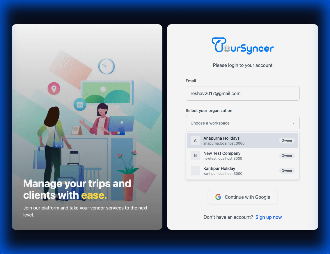 Switch Between Organizations screenshot
